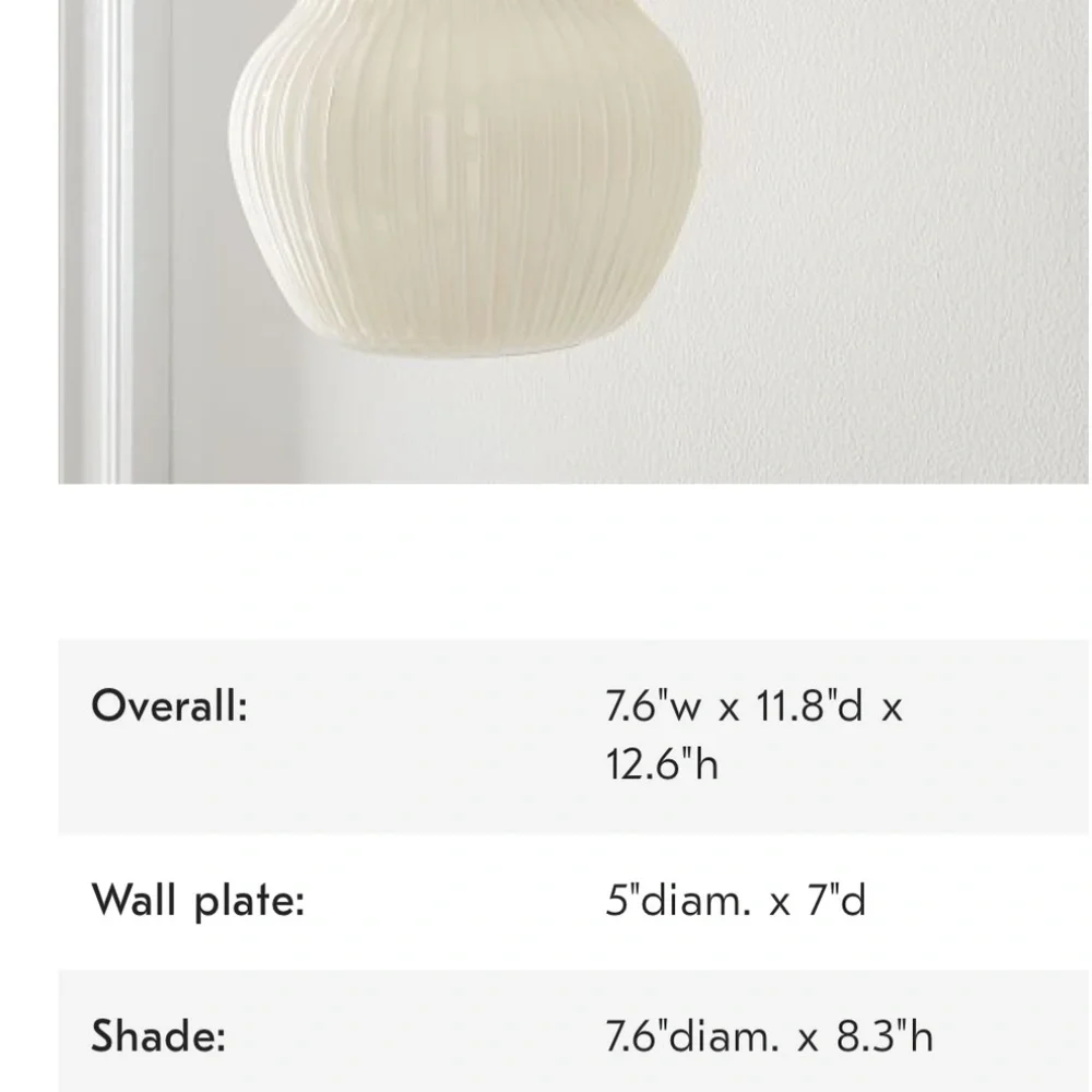 West Elm Sculptural Sconce, ribbed glass, antique brass